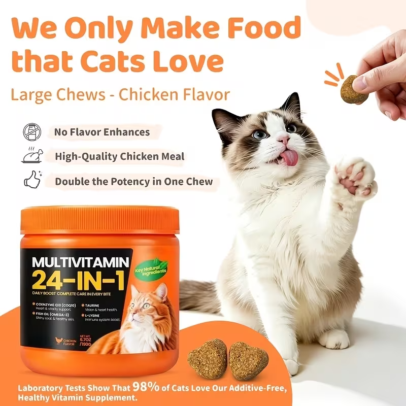 Taurine Cat Multivitamin Treats – 95 Day Supply