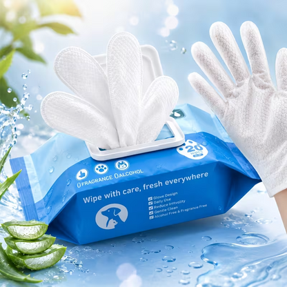 Pet Cleaning Glove Wipes – 20 Pack