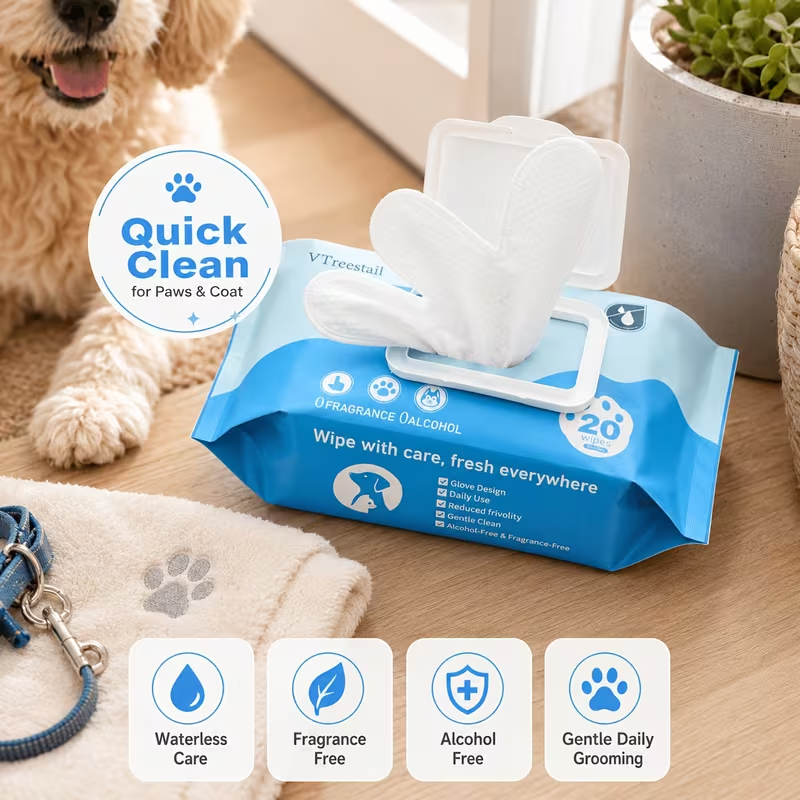 Pet Cleaning Glove Wipes – 20 Pack