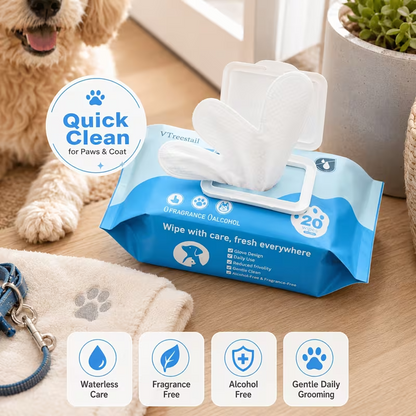 Pet Cleaning Glove Wipes – 20 Pack