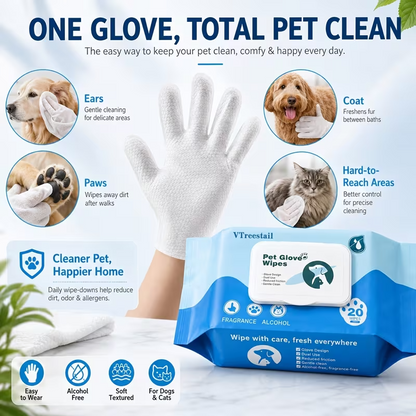 Pet Cleaning Glove Wipes – 20 Pack