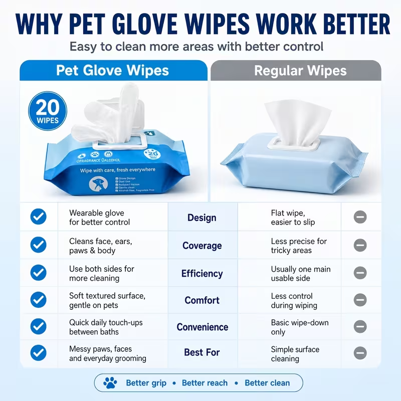 Pet Cleaning Glove Wipes – 20 Pack