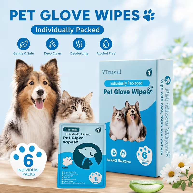 Pet Cleaning Glove Wipes – 20 Pack