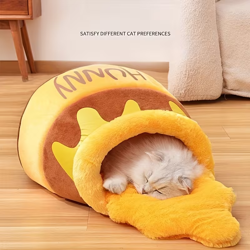 Cozy Honey Jar Cat Bed