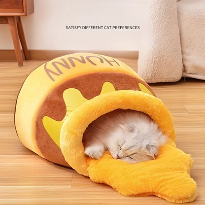 Cozy Honey Jar Cat Bed