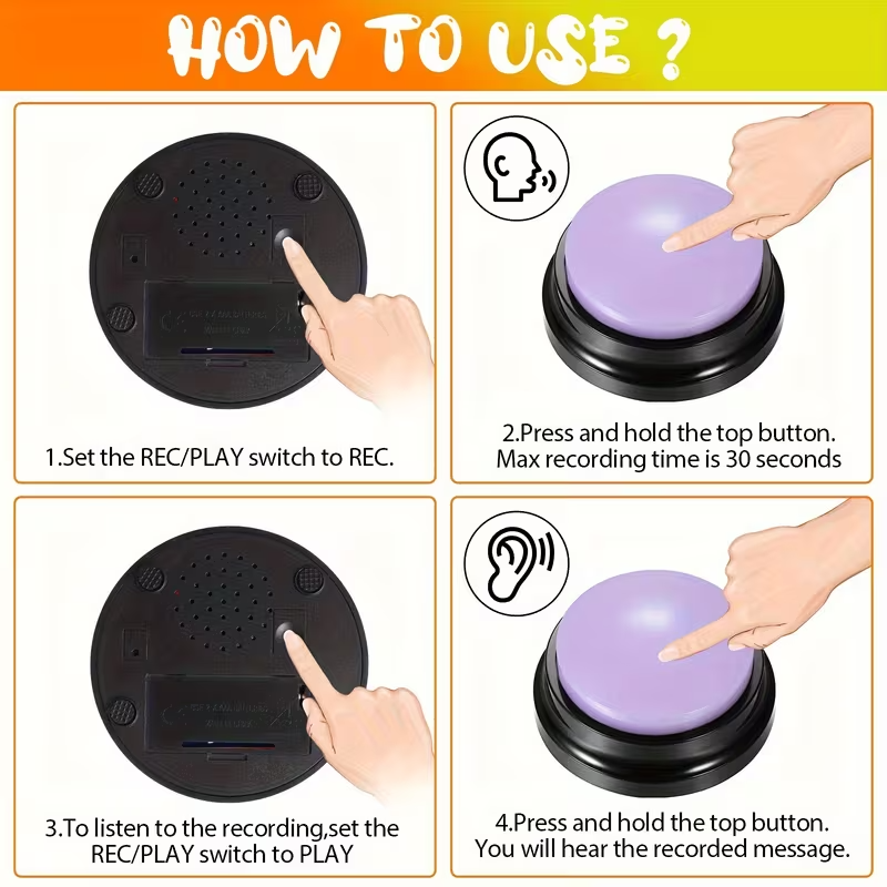 Recordable Dog Training Buttons – 4/8/10 Pack