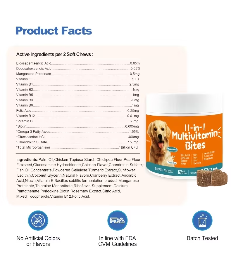 11-in-1 Dog Multivitamin Chews – Chicken Flavor