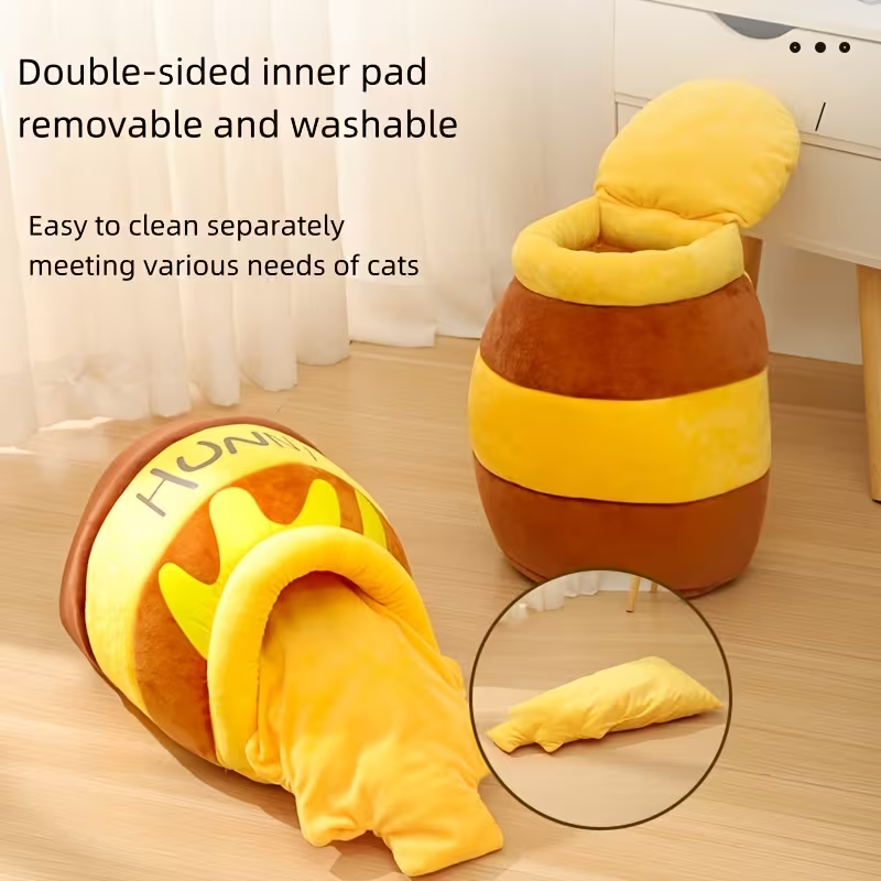 Cozy Honey Jar Cat Bed