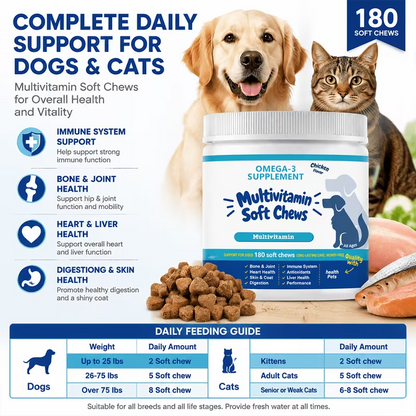 8-in-1 Dog & Cat Multivitamin Chews – 180 Count